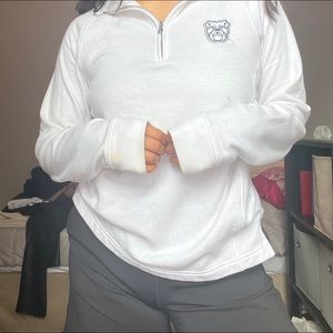 White collared half zip up sweater size S/M